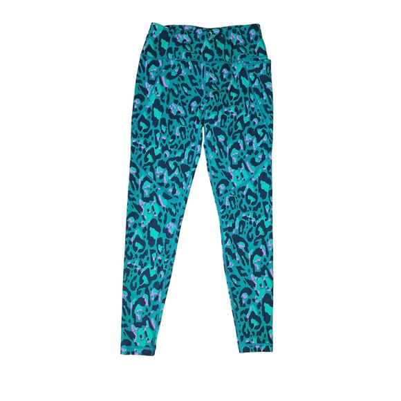Sweaty Betty POWER Full Length Leggings in Green Leopard Print, Size 6 - Picture 1 of 6